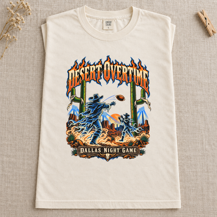 Desert Overtime Dallas Night Game Comfort Colors Halloween football T-shirt mockup 4