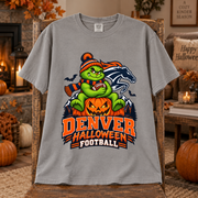 Grinch Denver Halloween Football – Comfort Colors T-Shirt mockup 3