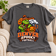 Grinch Denver Spooky Football – Comfort Colors Halloween T-Shirt mockup 4
