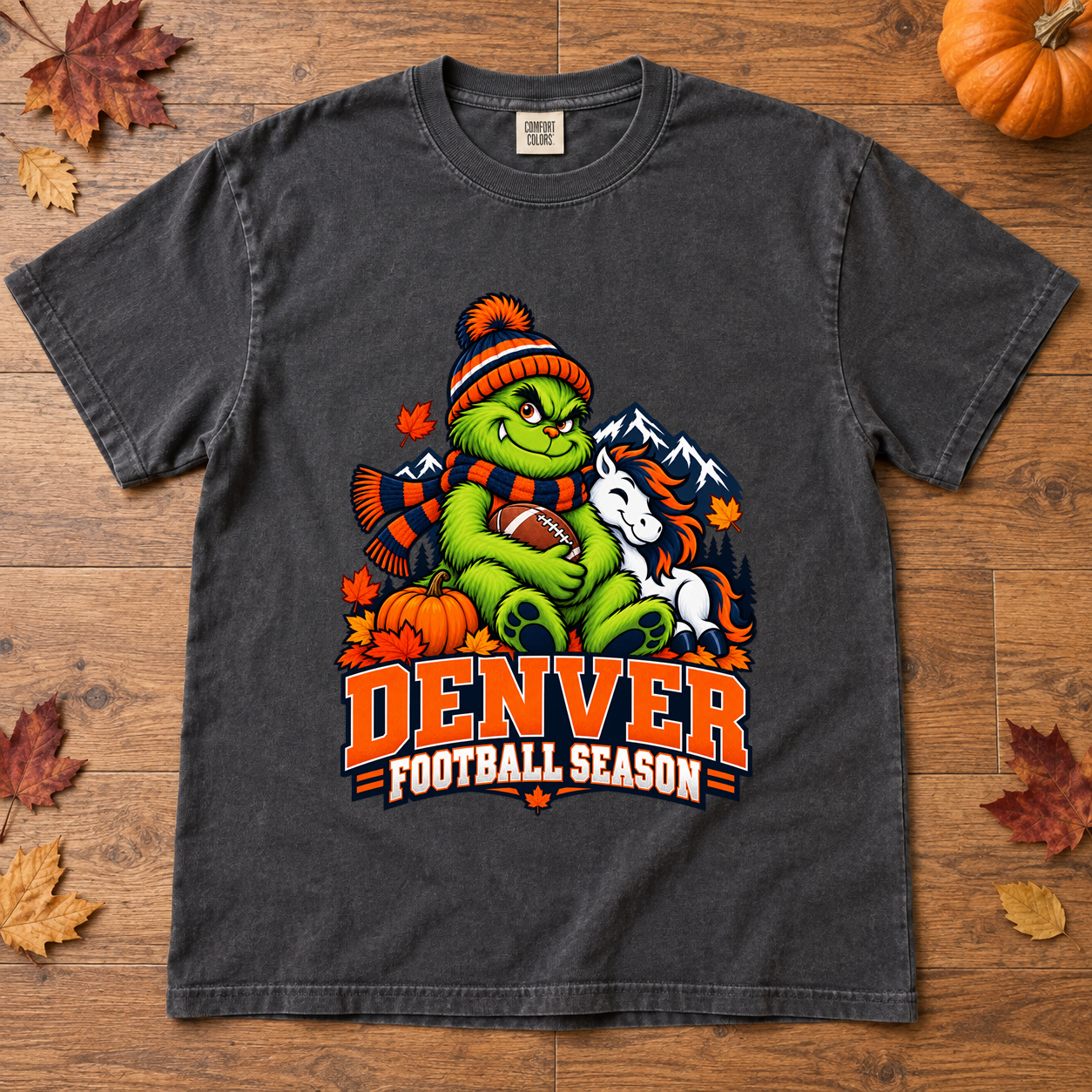 Grinch Denver Football Season – Comfort Colors Fall Game Day T-Shirt mockup 2