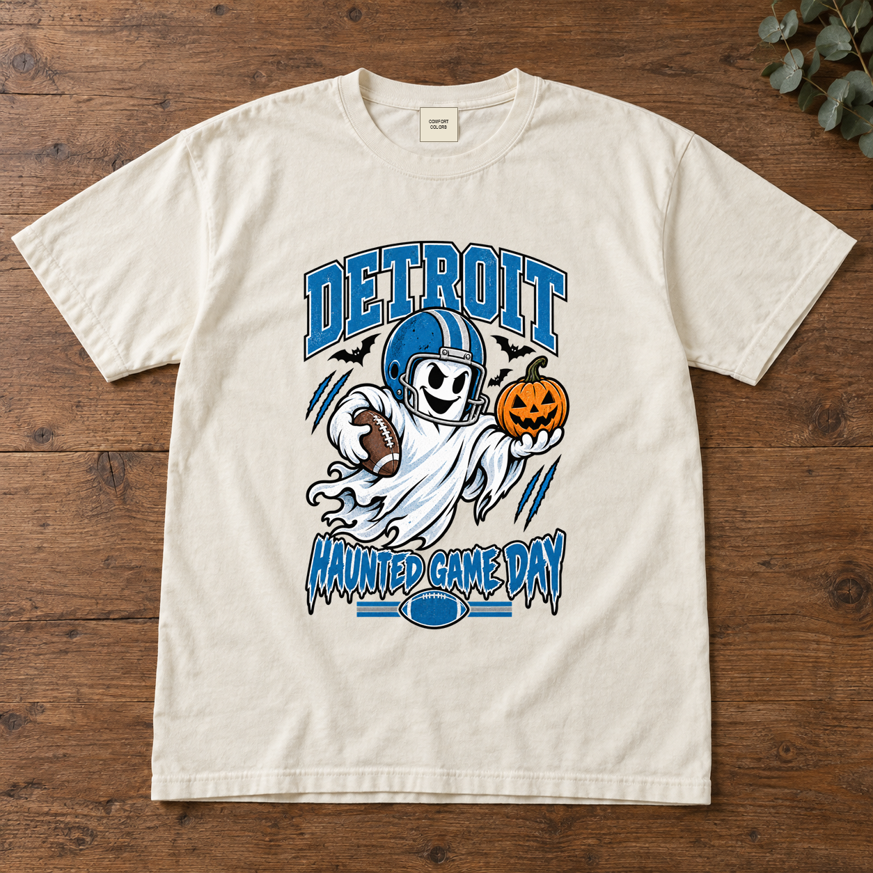 Detroit Haunted Game Day Halloween football T-shirt mockup 2