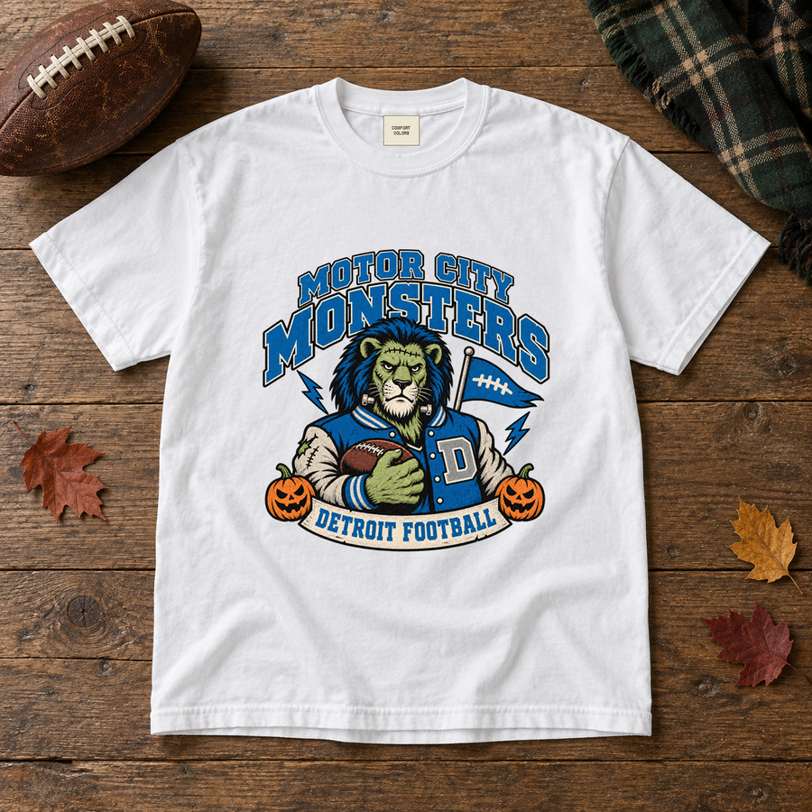 Motor City Monsters Detroit Halloween football T-shirt mockup 5