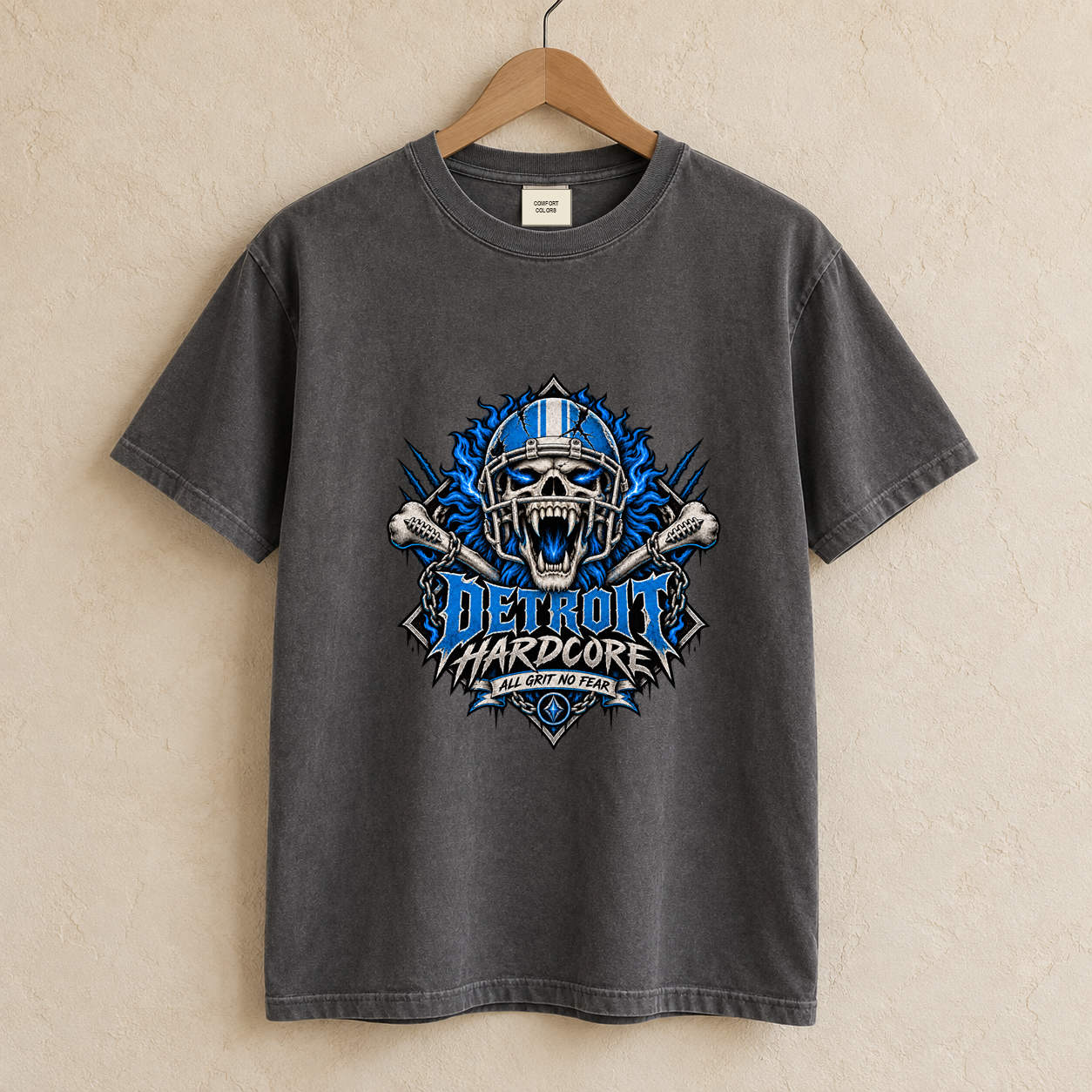 Detroit Hardcore All Grit No Fear football T-shirt mockup 1