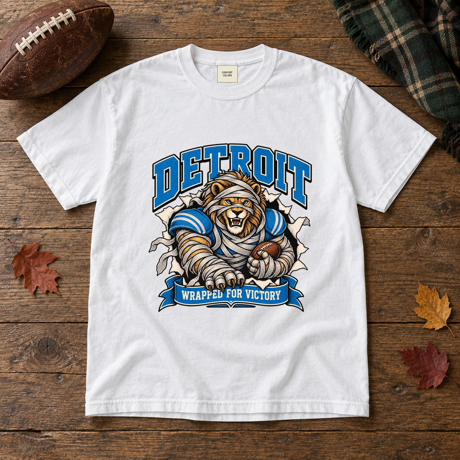 Detroit Wrapped for Victory Halloween football T-shirt mockup 5