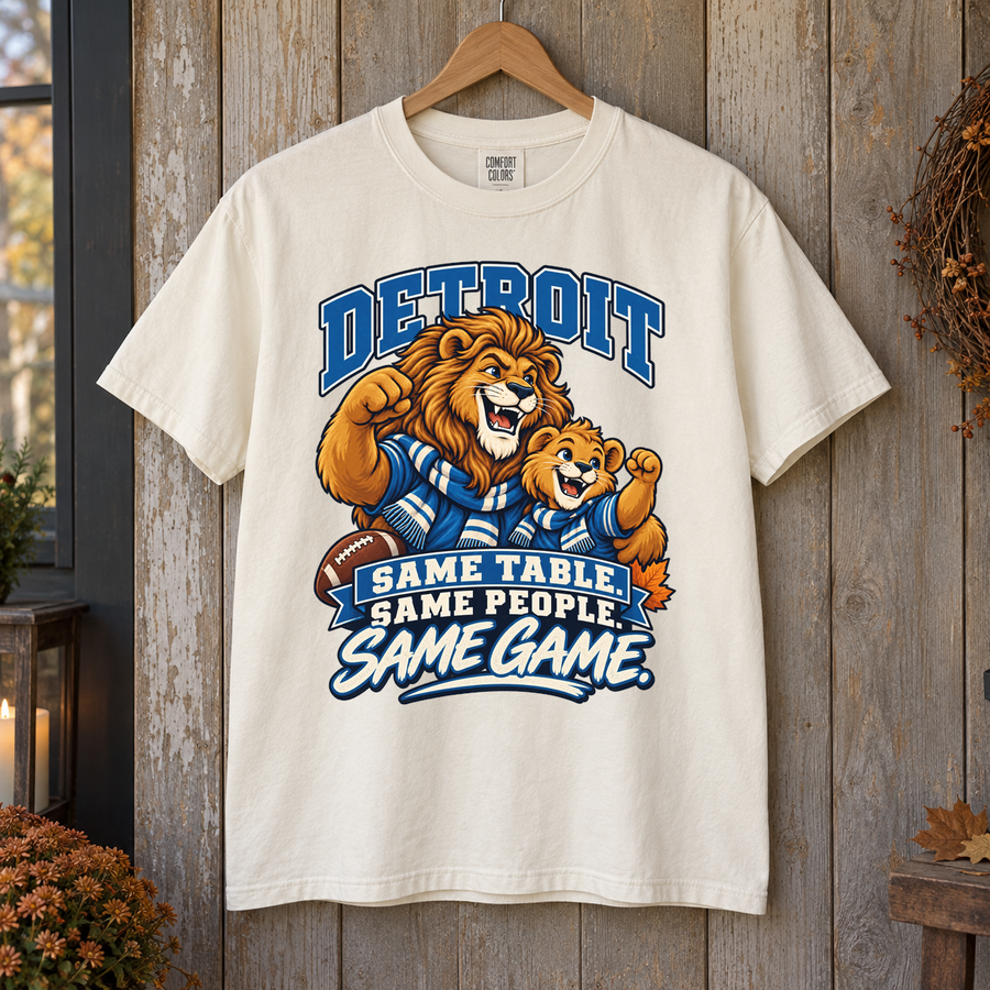 Detroit Same Table Same People Same Game Thanksgiving T-shirt mockup 1