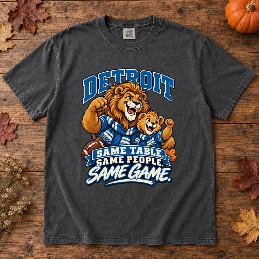 Detroit Same Table Same People Same Game Thanksgiving T-shirt mockup 2