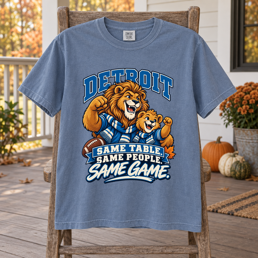 Detroit Same Table Same People Same Game Thanksgiving T-shirt mockup 3