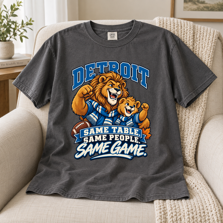 Detroit Same Table Same People Same Game Thanksgiving T-shirt mockup 4