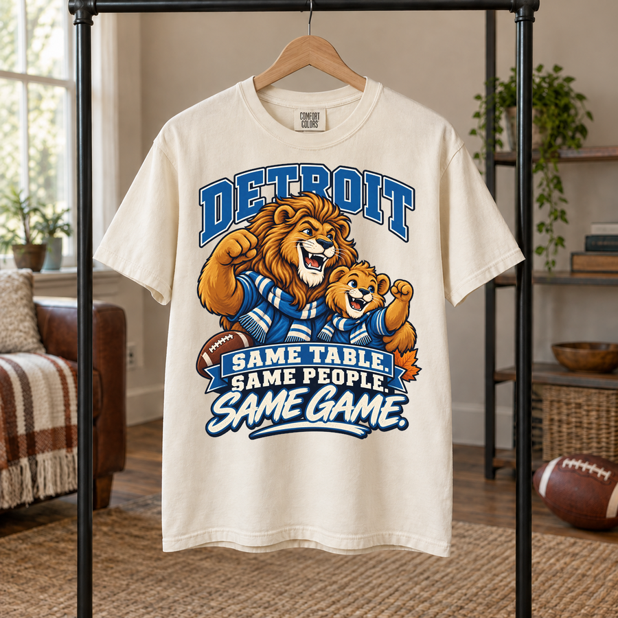 Detroit Same Table Same People Same Game Thanksgiving T-shirt mockup 5