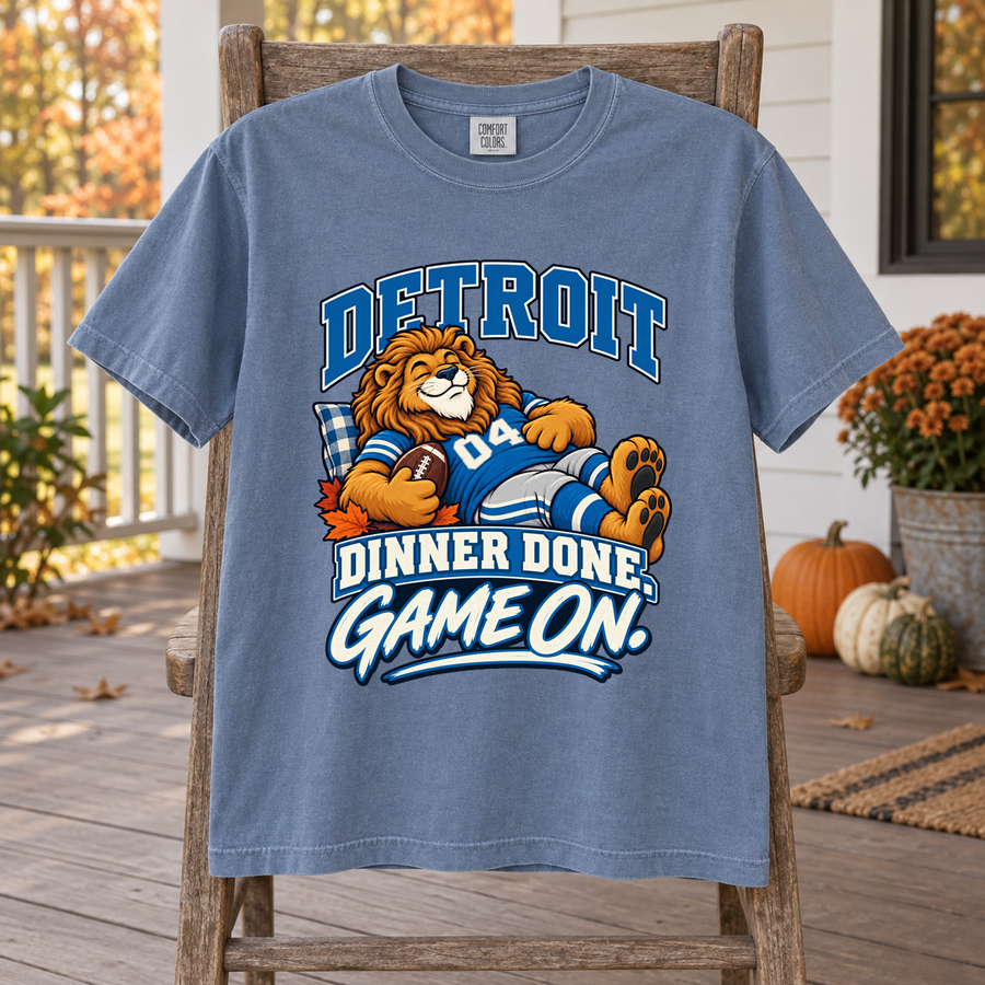 Detroit Dinner Done Game On Thanksgiving T-shirt mockup 3