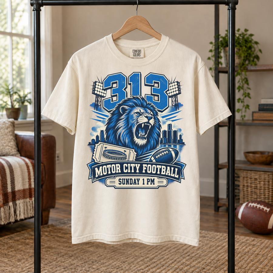 Detroit 313 Motor City Football Sunday premium T-shirt mockup 5