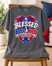 Blessed Blue and Red Buffalo football faith Comfort Colors 1717 T-shirt mockup 6