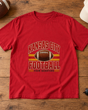 Kansas City Football Four Quarters Heritage Premium T Shirt flat lay