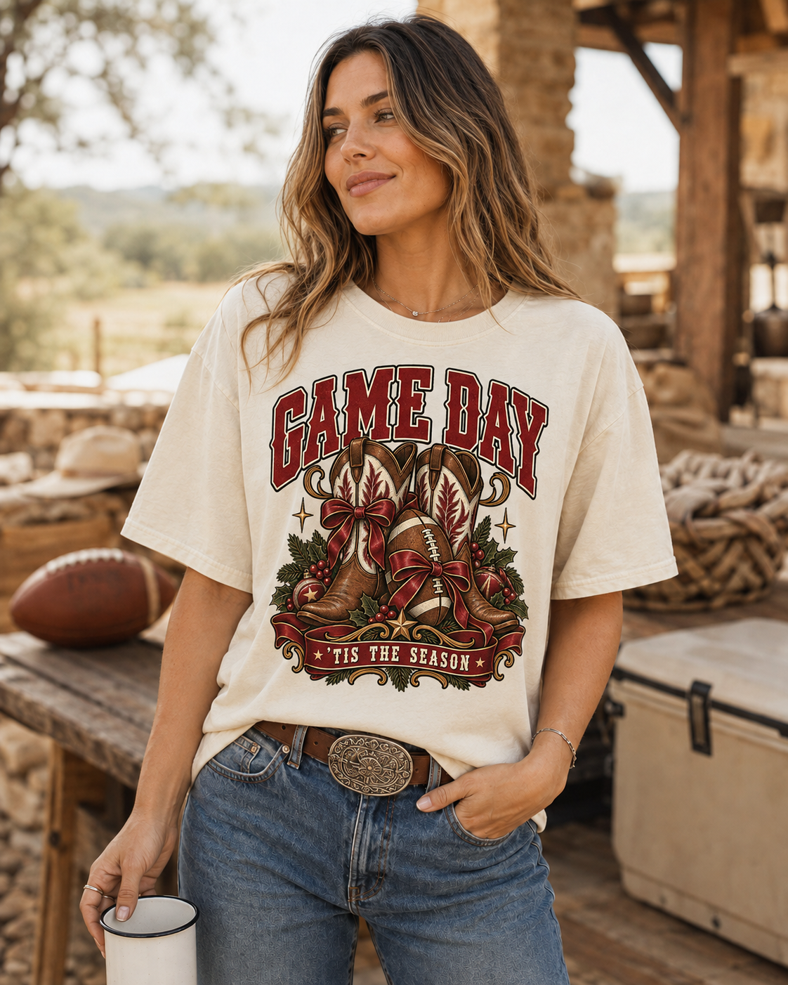 Game Day Tis The Season football T-shirt alternate lifestyle mockup