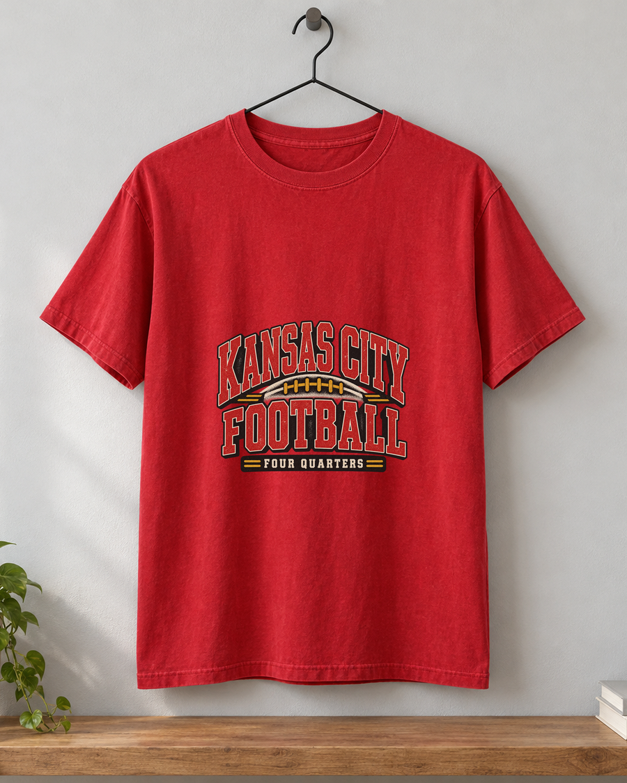 Kansas City Football Four Quarters Premium T Shirt hanger view