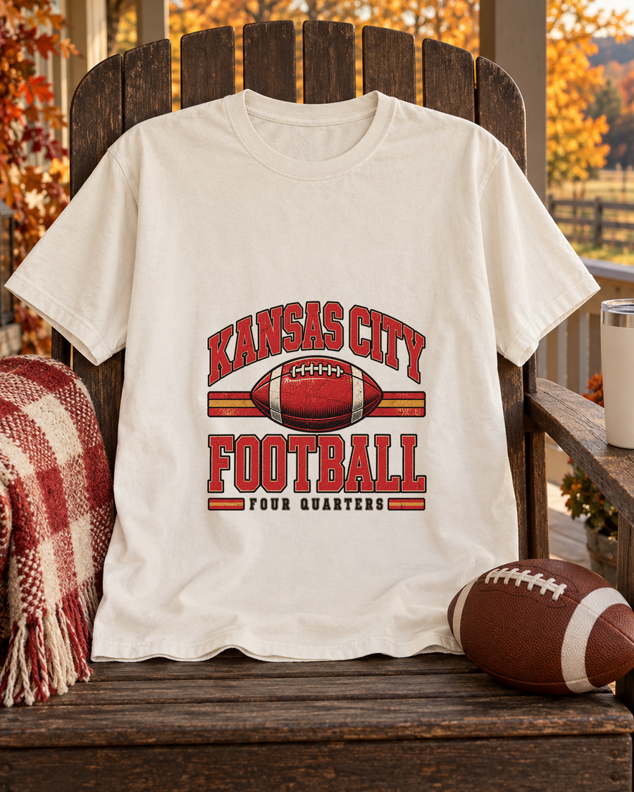 Kansas City Football Retro Varsity Premium T Shirt styled scene