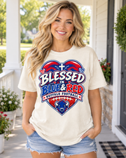 Blessed Blue and Red Buffalo football faith Comfort Colors 1717 T-shirt mockup 1