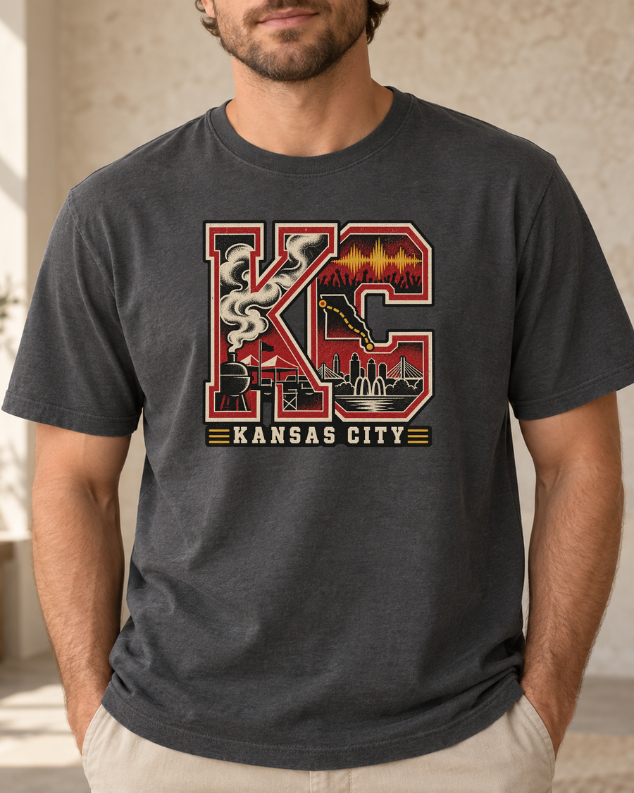 KC Kansas City Collage Premium T Shirt close up