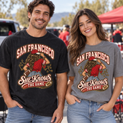 She Knows the Game San Francisco Comfort Colors 1717 T-shirt mockup 2