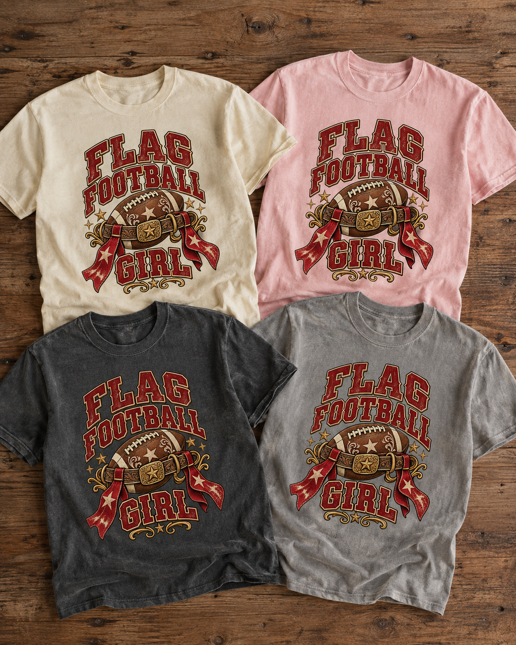 Flag Football Girl Belt T-shirt featured color examples