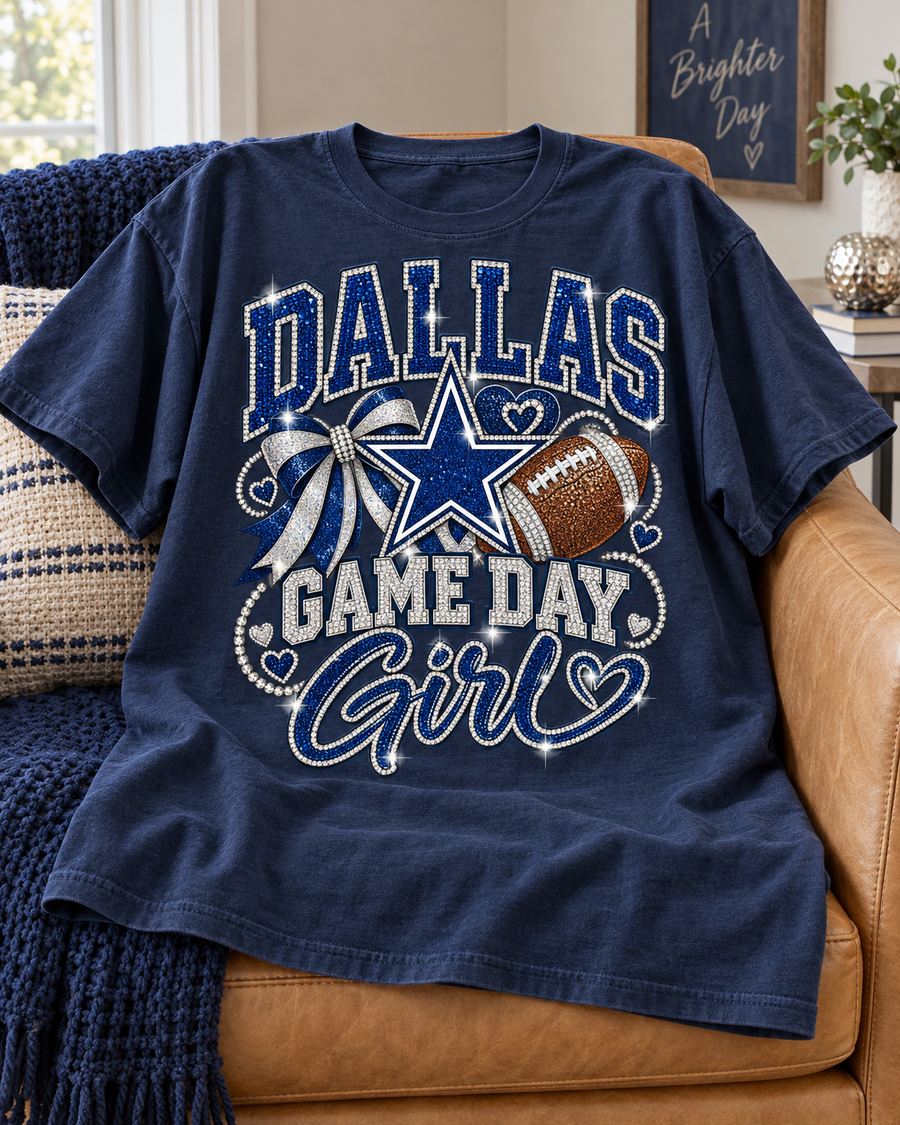 Dallas Gameday Girl western football tee mockup