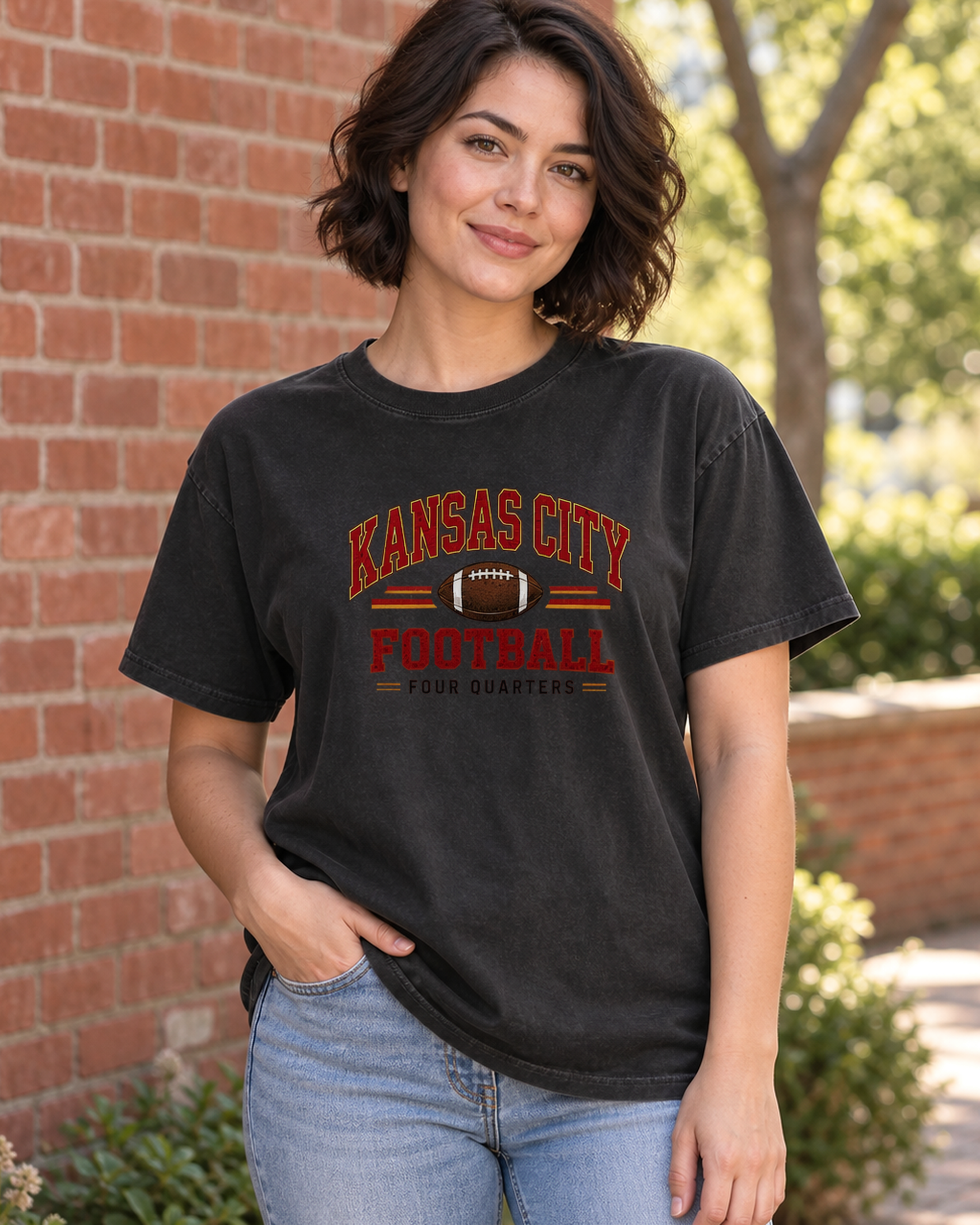 Kansas City Football Clean Heritage Premium T Shirt hero model