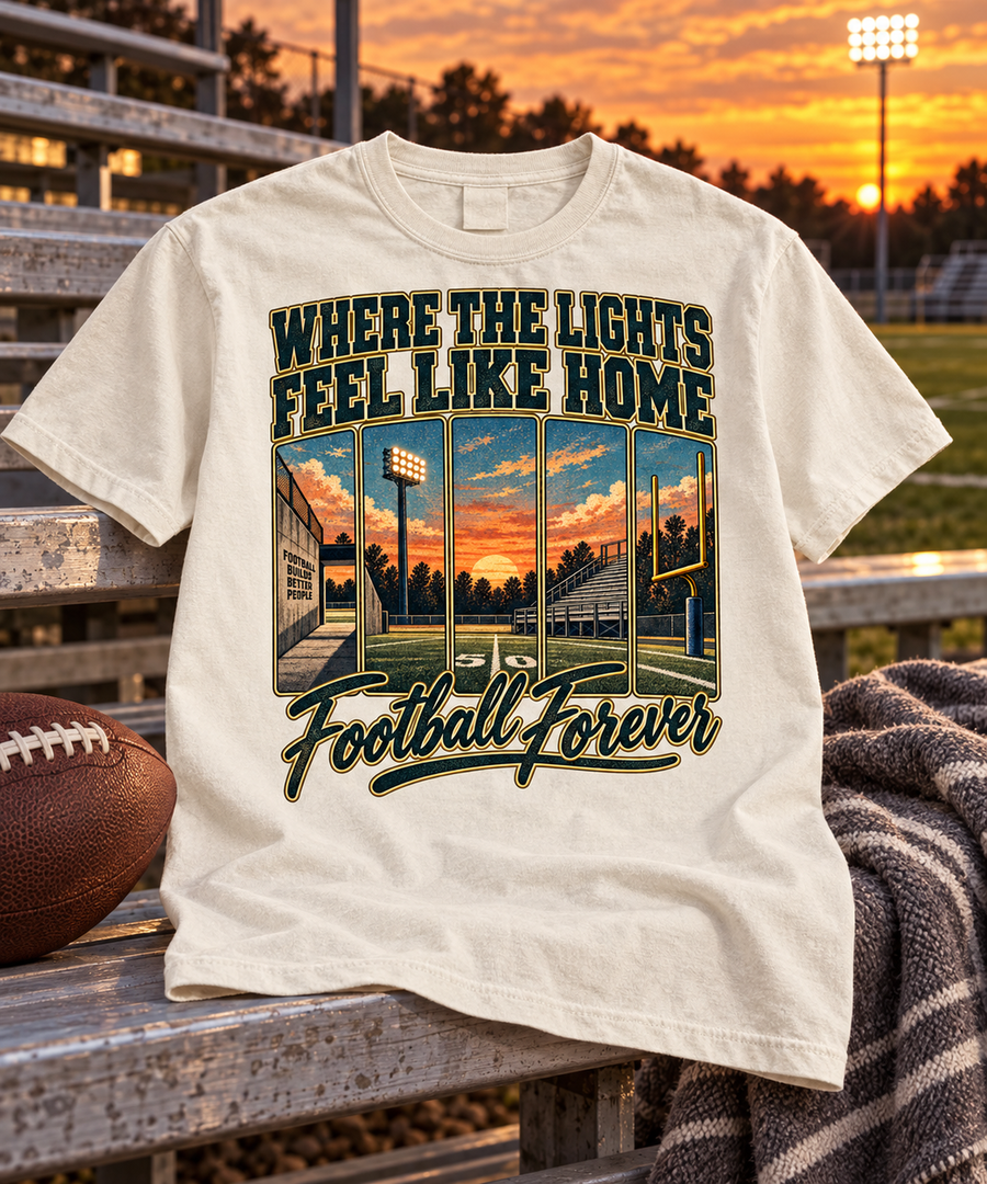 Where The Lights Feel Like Home football styled scene
