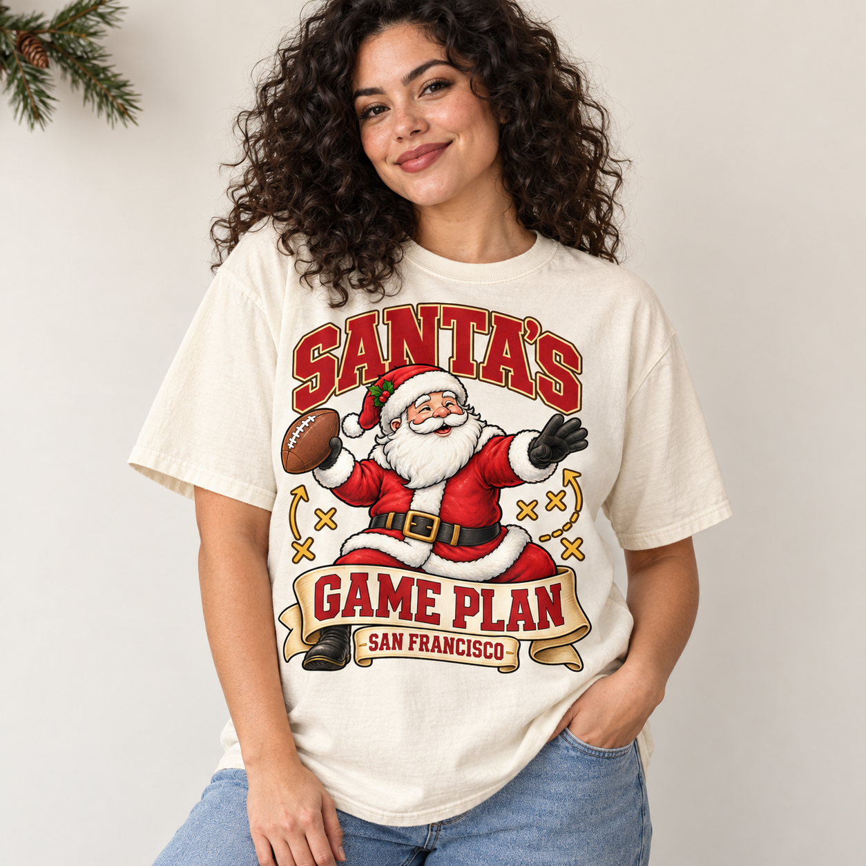 Santa’s Game Plan San Francisco Comfort Colors 1717 T-shirt mockup 1
