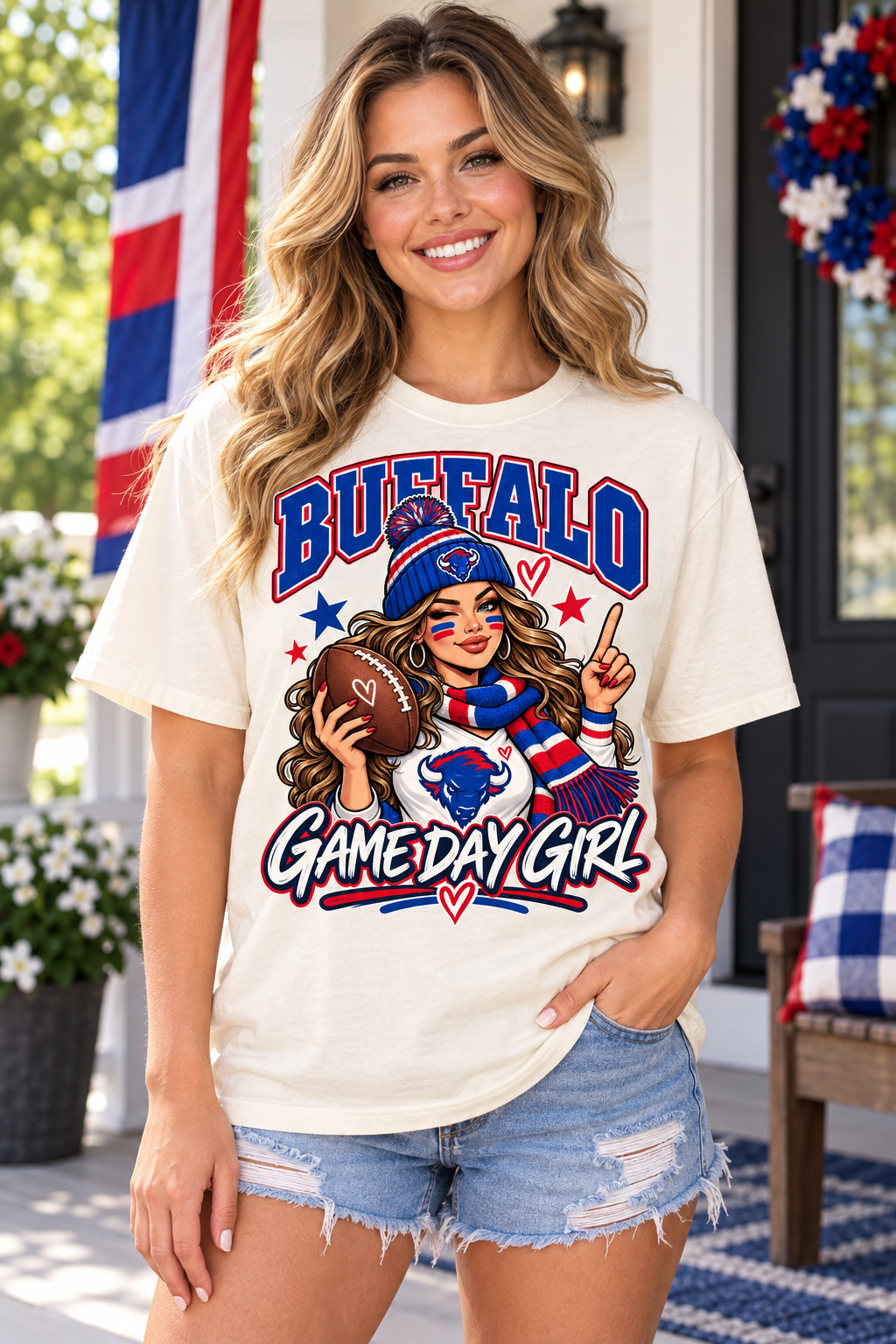 Buffalo Game Day Girl football Comfort Colors 1717 T-shirt mockup 1