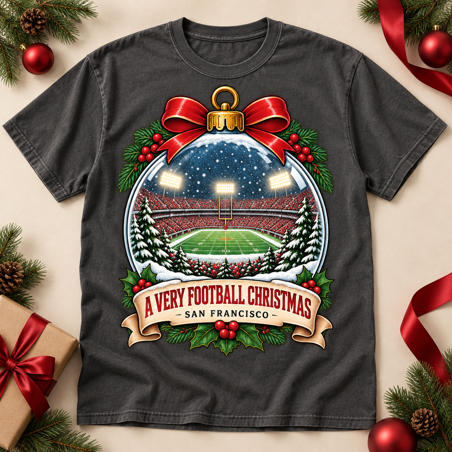 A Very Football Christmas San Francisco Comfort Colors 1717 T-shirt mockup 4