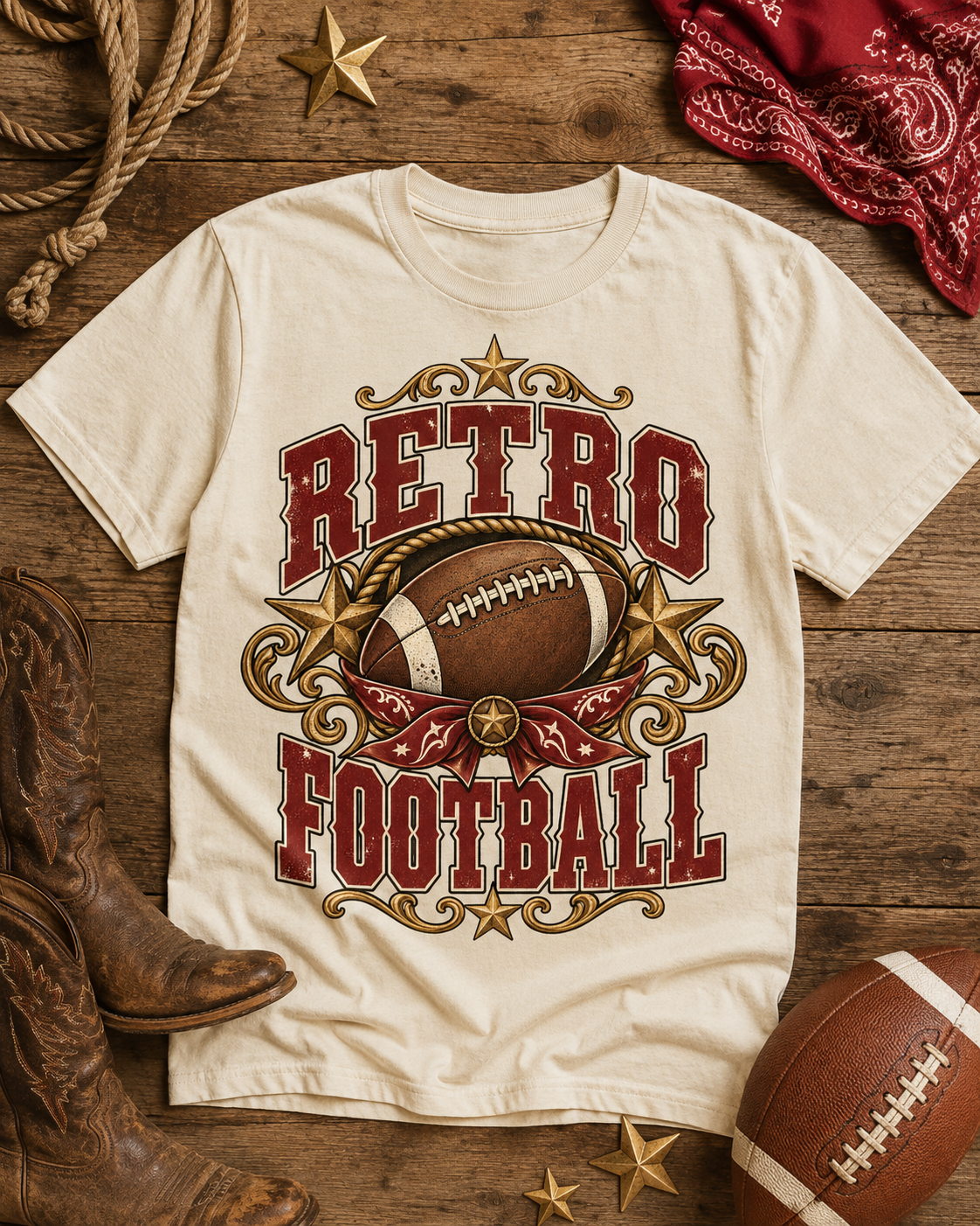 Retro Football T-shirt flat lay mockup