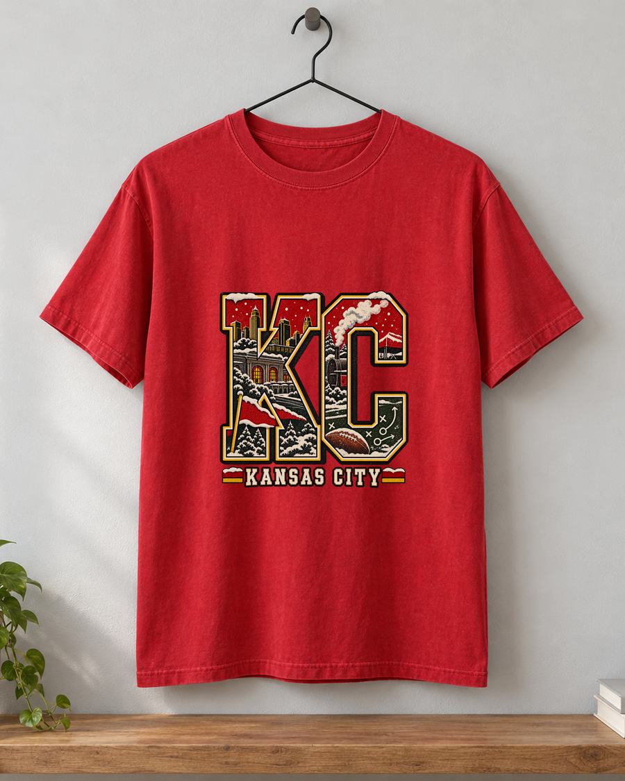 KC Winter Kansas City Premium T Shirt hanger view