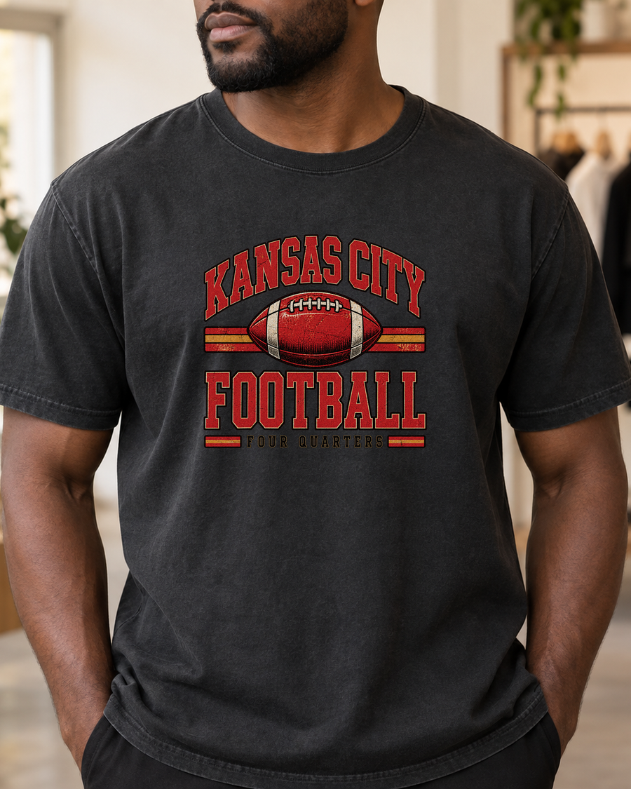 Kansas City Football Retro Varsity Premium T Shirt close up