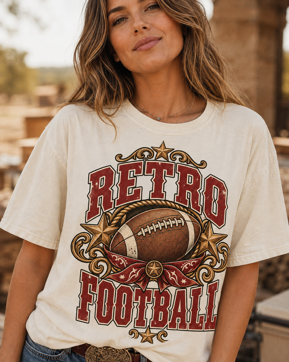 Retro Football T-shirt graphic close-up