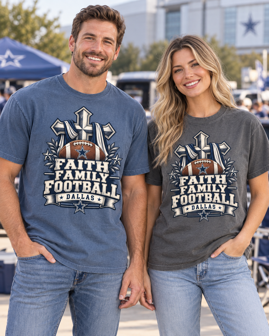 Faith Family Football Dallas T-shirt couple mockup