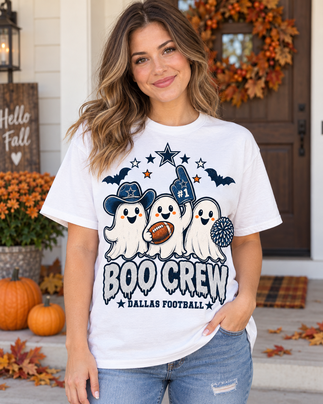 Boo Crew Dallas Football ghosts Comfort Colors Halloween mockup