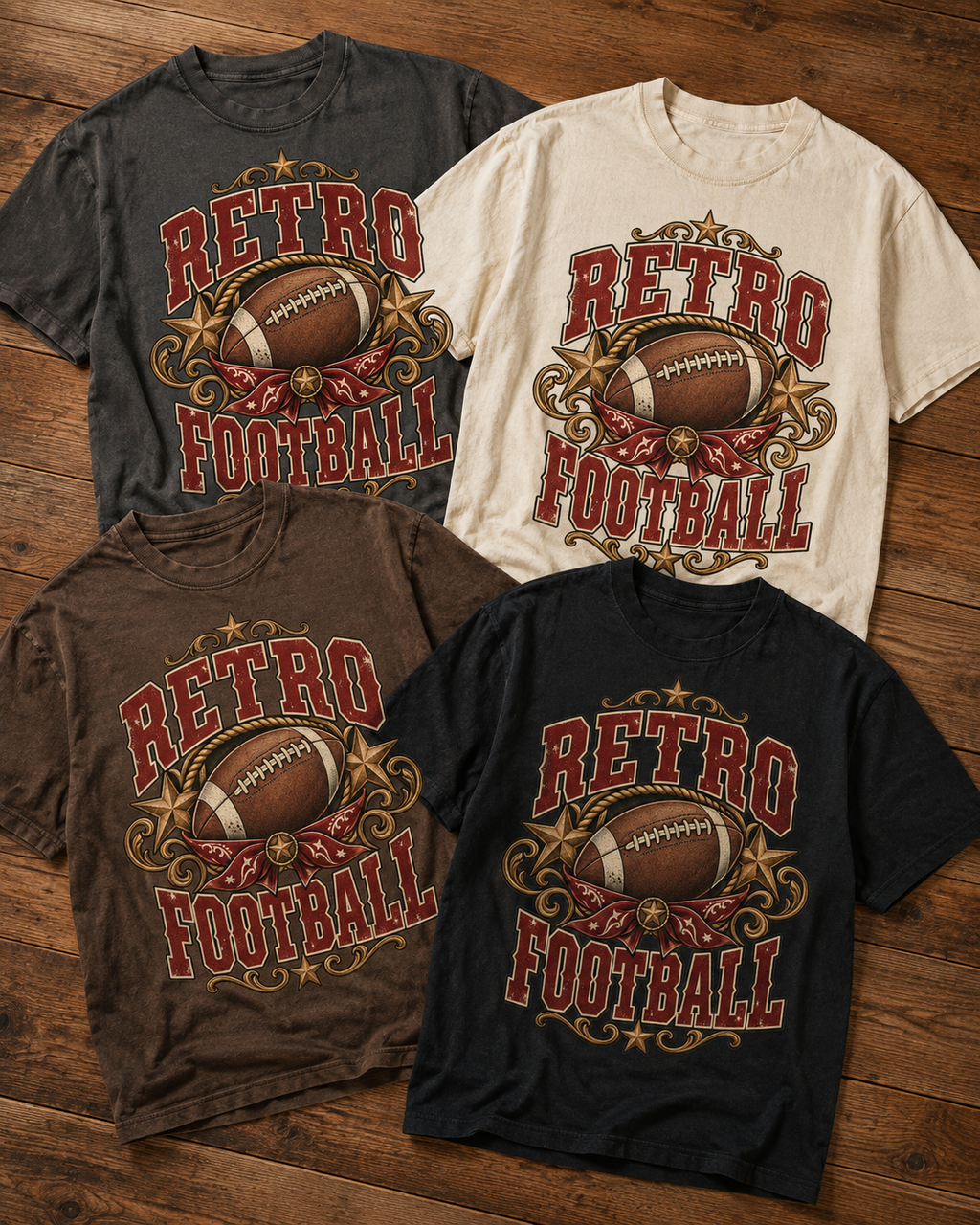 Retro Football T-shirt featured color examples