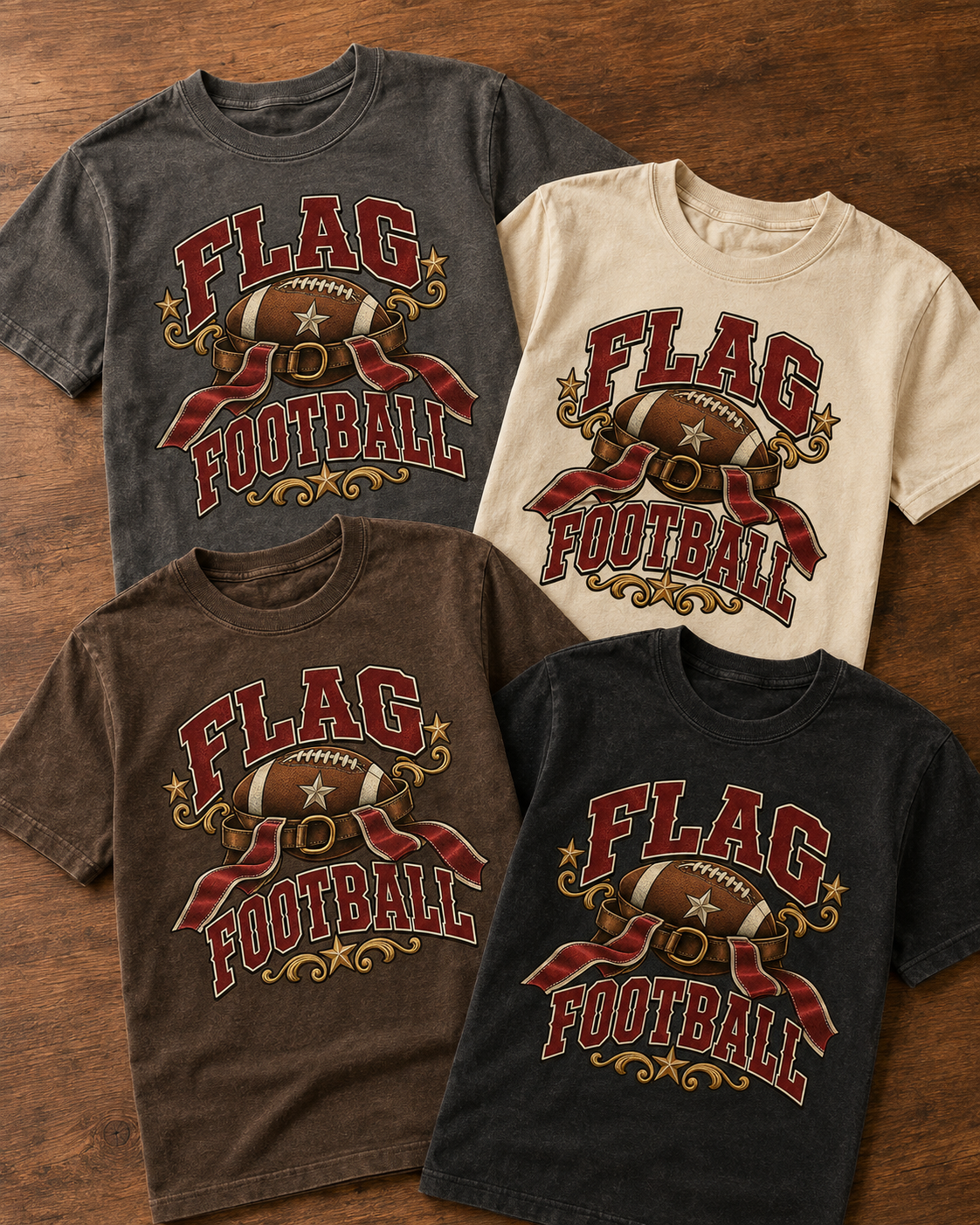 Flag Football premium T-shirt featured color examples