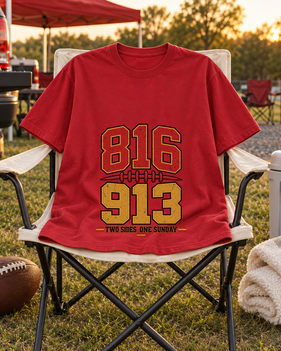 816 913 Two Sides One Sunday Premium T Shirt styled scene