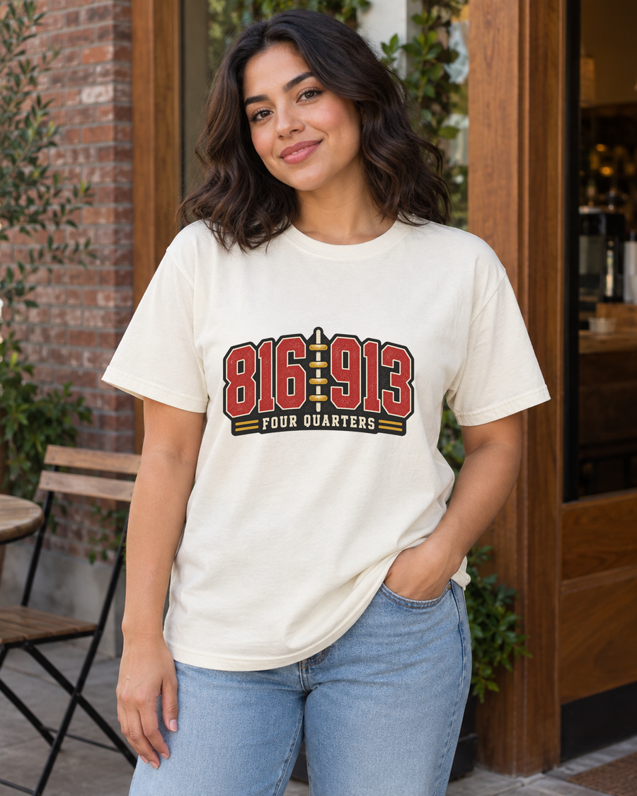 816 913 Four Quarters KC football Premium T Shirt hero model