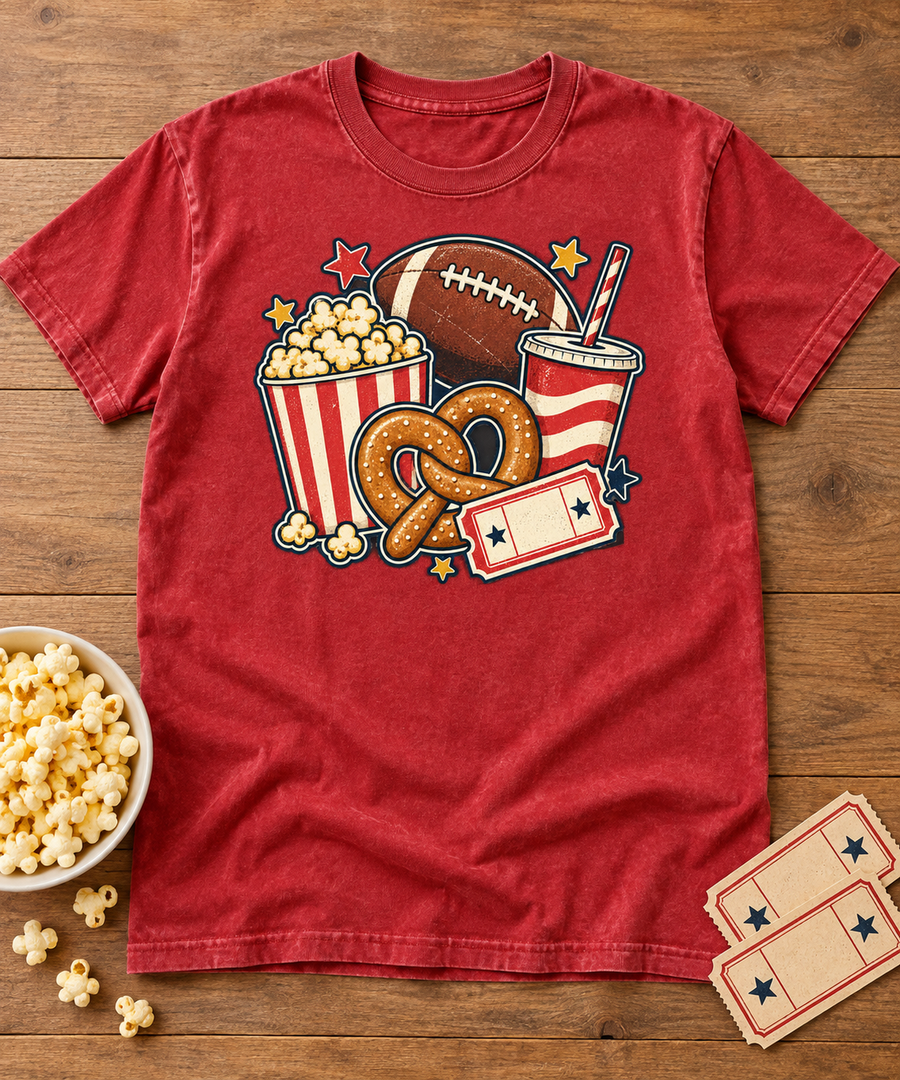 Football Snack Collage Comfort Colors flat lay