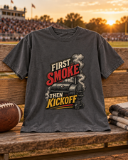First Smoke Then Kickoff Premium T Shirt styled scene