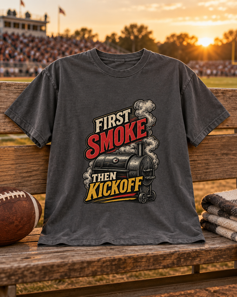 First Smoke Then Kickoff Premium T Shirt styled scene