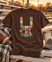 Gingham Goalpost Quilt football game day styled scene
