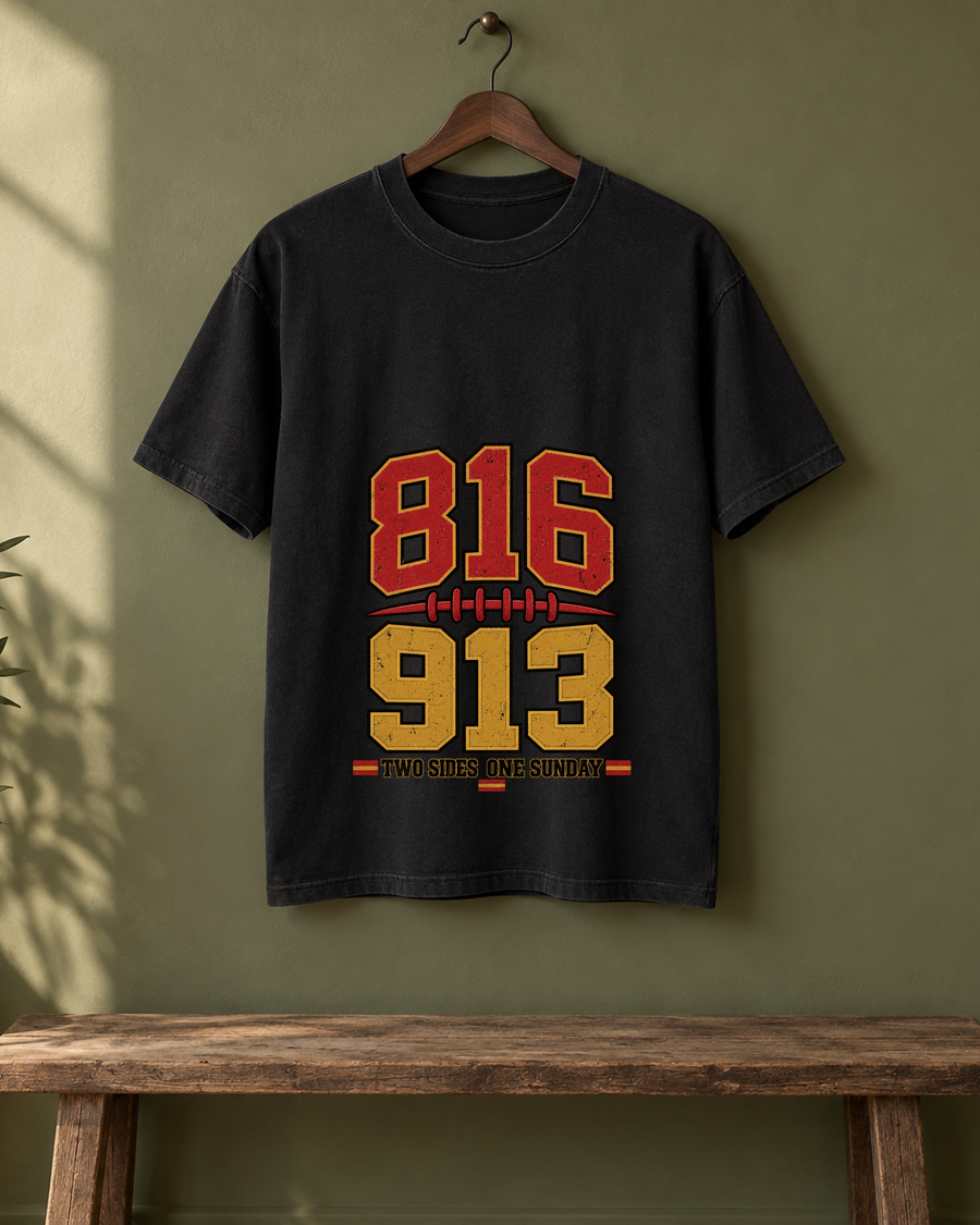 816 913 Two Sides One Sunday Premium T Shirt hanger view