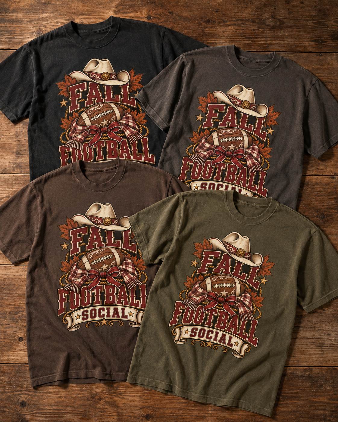 Fall Football Social game day T-shirt featured color examples