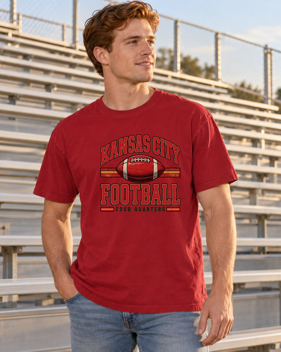 Kansas City Football Retro Varsity Premium T Shirt male lifestyle