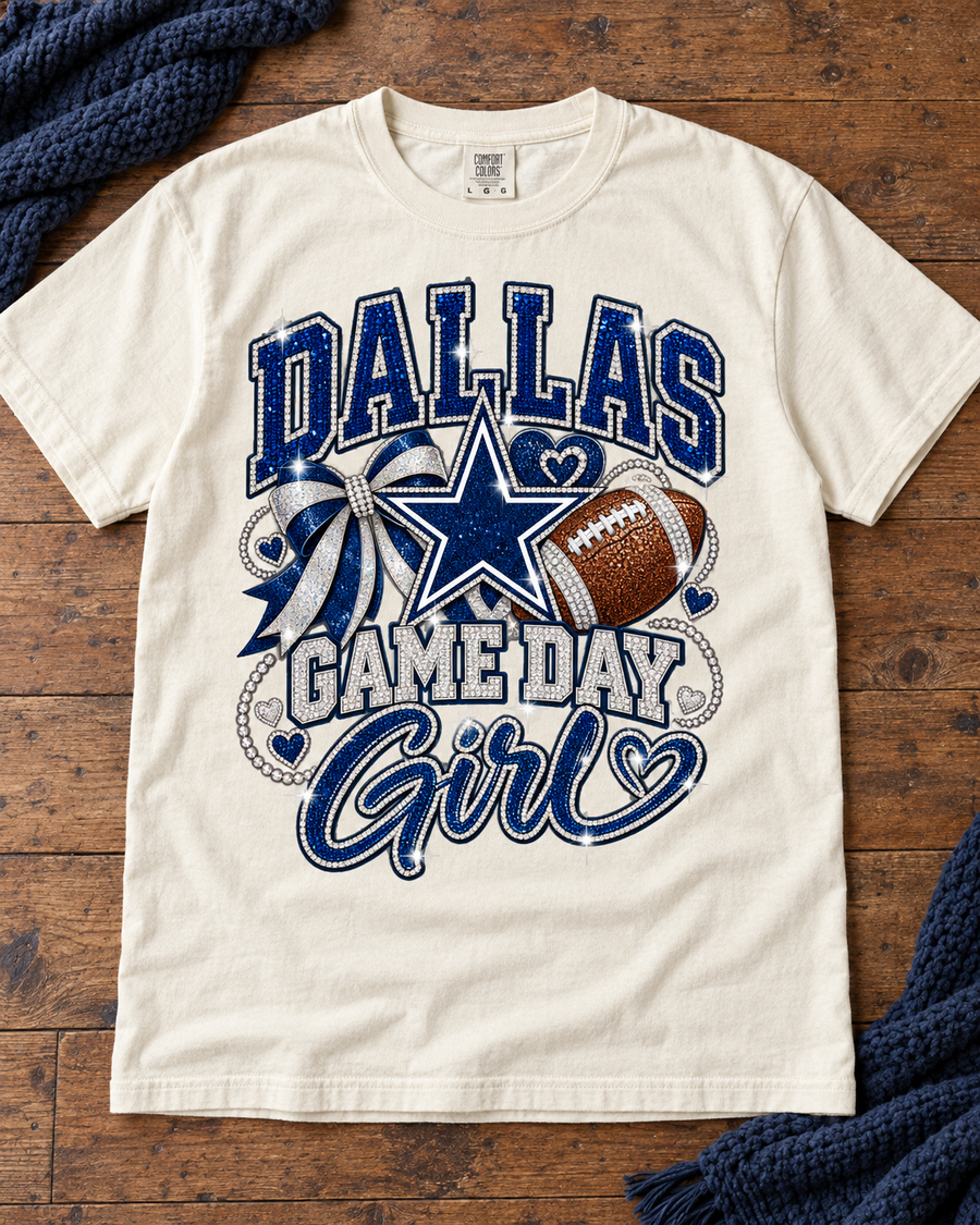 Dallas Gameday Girl shirt flat lay