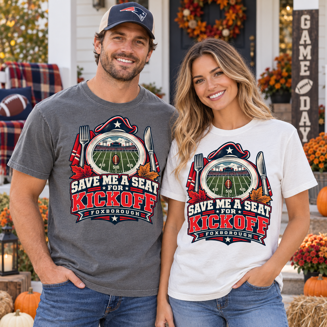 Save Me A Seat Kickoff New England Thanksgiving football Comfort Colors 1717 couple mockup