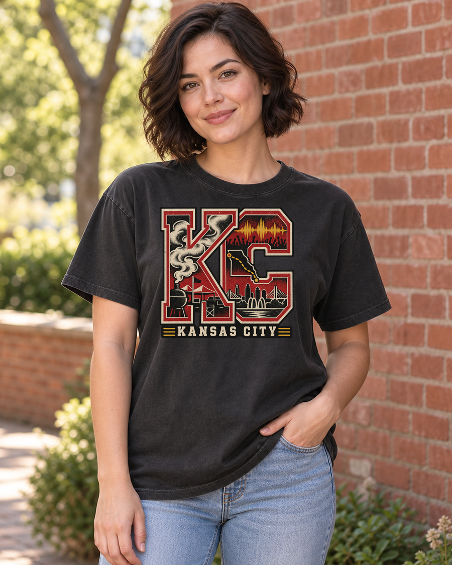 KC Kansas City Collage football Premium T Shirt hero model